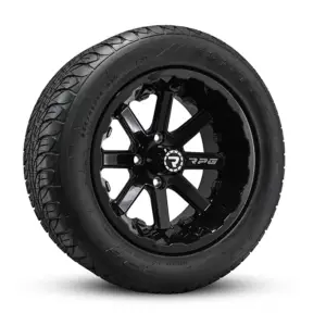 ECLIPSE 255x45R14 on LETHAL 14x7 GLOSS BLACK MILLED angled
