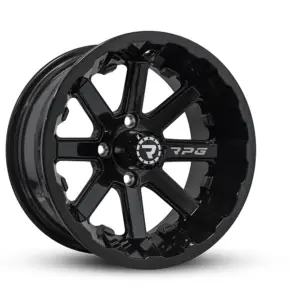 lethal 14x7 gloss black milled angled