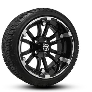 Eclipse 215x35r14 on RPG WARRIOR 14x7 Gloss Black machined angled copy