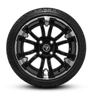 Eclipse 215x35r14 on RPG WARRIOR 14x7 Gloss Black machined flat copy