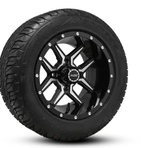 Eclipse 215x50r12 on ROC OCTANE 12x7 Gloss Black machined angled copy