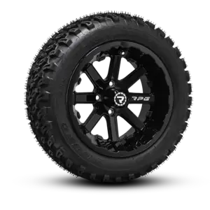 DURO DESERT 23x10x14 on LETHAL 14x7 GLOSS BLACK MILLED angled