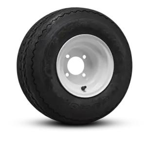GC73 18x85x8 on SMOOTH STEEL WHEEL GLOSS WHITE angled